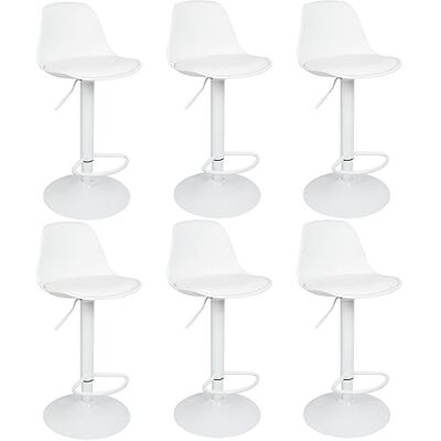 RELOVE Moderne barkruk hoge kruk met rugleuning van kunstleer, verstelbare draaibare keukenhoge stoel (6pc-B zuiver wit) RELOVE Moderne barkruk hoge kruk met rugleuning van kunstleer, verstelbare draaibare keukenhoge stoel (6pc-B zuiver wit)