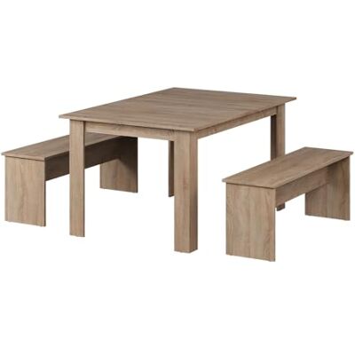 Vicco Tafelgroep 140 x 90 cm 4 personen eetkamer eettafel keuken zitgroep tafel bank banken flexibel op te bergen (eiken) Vicco Tafelgroep 140 x 90 cm 4 personen eetkamer eettafel keuken zitgroep tafel bank banken flexibel op te bergen (eiken)