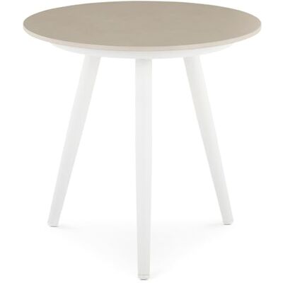 IDIMEX Rosalia Bijzettafel, wit/beige, kleine tafel met rond keramisch tafelblad en aluminium frame, robuust en weerbestendig, voor binnen en buiten IDIMEX Rosalia Bijzettafel, wit/beige, kleine tafel met rond keramisch tafelblad en aluminium frame, robuust en weerbestendig, voor binnen en buiten