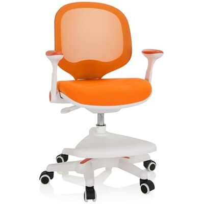 hjh OFFICE Kid Ergo 736418 Bureaustoel voor kinderen, stof/net met voetensteun, inklapbare armleuningen, oranje/wit hjh OFFICE Kid Ergo 736418 Bureaustoel voor kinderen, stof/net met voetensteun, inklapbare armleuningen, oranje/wit