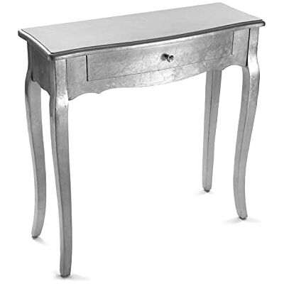 Versa Cagliari Smalle hal of vestibule Entree hal meubilair, Console Tafel, met 1 lade, Afmetingen (H x B x H) 80 x 30 x 80 cm, Hout, Kleur Zilver Versa Cagliari Smalle hal of vestibule Entree hal meubilair, Console Tafel, met 1 lade, Afmetingen (H x B x H) 80 x 30 x 80 cm, Hout, Kleur Zilver