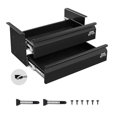 VEVOR 40,6 cm brede schuiflade, uittrekbare ladebevestiging onder het bureau, verborgen opbergorganizer met 2 lagen, potloodlade onder tafel voor werkplek VEVOR 40,6 cm brede schuiflade, uittrekbare ladebevestiging onder het bureau, verborgen opbergorganizer met 2 lagen, potloodlade onder tafel voor werkplek