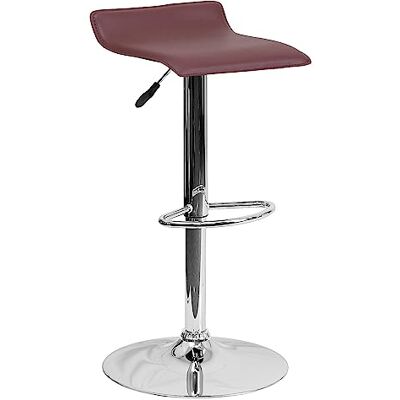 Flash Furniture Moderne barkruk van vinyl, in hoogte verstelbaar, verchroomd, metaal, 50,8 x 46,35 x 27,3 cm, bordeauxrood Flash Furniture Moderne barkruk van vinyl, in hoogte verstelbaar, verchroomd, metaal, 50,8 x 46,35 x 27,3 cm, bordeauxrood