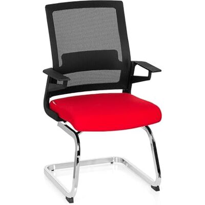 hjh OFFICE Inventor V 732080 bezoekersstoel met netrugleuning, zwart/rood hjh OFFICE Inventor V 732080 bezoekersstoel met netrugleuning, zwart/rood