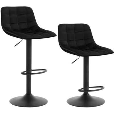 WOLTU BH273sz-2 Barkruk Zwart Set van 2 verstelbare en 360 °draaibaar,Barstoelen draaistoel in Fluweel WOLTU BH273sz-2 Barkruk Zwart Set van 2 verstelbare en 360 °draaibaar,Barstoelen draaistoel in Fluweel