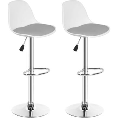 LANTUS Barstoelen verstelbaar, in hoogte verstelbaar en 360° draaibaar, barkrukken, robuust en ultrastil, 2 stuks (wit + lichtgrijs) LANTUS Barstoelen verstelbaar, in hoogte verstelbaar en 360° draaibaar, barkrukken, robuust en ultrastil, 2 stuks (wit + lichtgrijs)