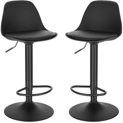 EUGAD 0651BY-2 Barkrukken 2 x barkrukken met rugleuning, barkrukken in hoogte verstelbaar en 360° draaibaar, hedendaags voor eetkamer, bar zwart EUGAD 0651BY-2 Barkrukken 2 x barkrukken met rugleuning, barkrukken in hoogte verstelbaar en 360° draaibaar, hedendaags voor eetkamer, bar zwart
