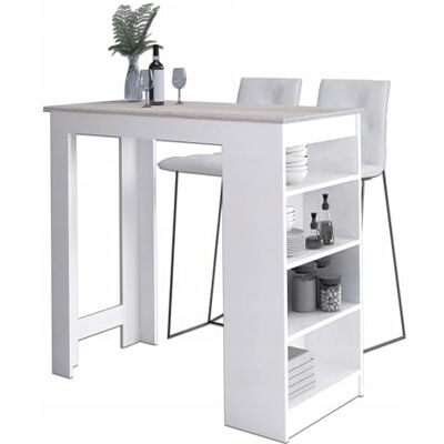 AKORD Keukenbartafel, 115 cm, statafel, modern design, voor een kleine keuken, voor een open ruimte, robuust, zijplanken, 115 x 103 x 50 cm, 28,65 kg, wit/eiken AKORD Keukenbartafel, 115 cm, statafel, modern design, voor een kleine keuken, voor een open ruimte, robuust, zijplanken, 115 x 103 x 50 cm, 28,65 kg, wit/eiken