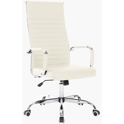BAKAJI Ergonomische lederen bureaustoel met hoge rugleuning en lendensteun, draaistoel met gasverstelbare hoogte en 360° draaibare wielen, basis 64,5 cm, verchroomd (beige) BAKAJI Ergonomische lederen bureaustoel met hoge rugleuning en lendensteun, draaistoel met gasverstelbare hoogte en 360° draaibare wielen, basis 64,5 cm, verchroomd (beige)