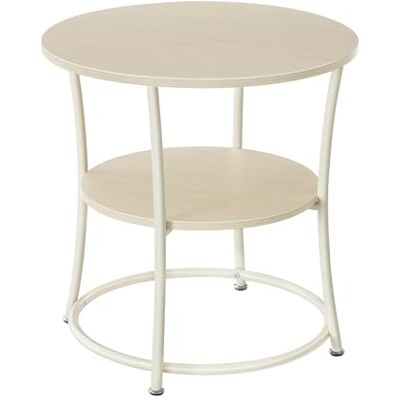 VASAGLE Bijzettafel, salontafel, ronde tafel, banktafel, 2 planken, woonkamer, slaapkamer, eenvoudige montage, stalen frame, industrieel design, natuurlijk beige LET056N01 VASAGLE Bijzettafel, salontafel, ronde tafel, banktafel, 2 planken, woonkamer, slaapkamer, eenvoudige montage, stalen frame, industrieel design, natuurlijk beige LET056N01