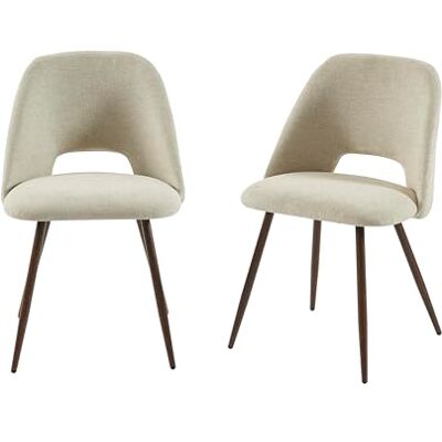 BAÏTA Set van 2 stoelen Elisabeth stof, beige, poten in eikenlook BAÏTA Set van 2 stoelen Elisabeth stof, beige, poten in eikenlook