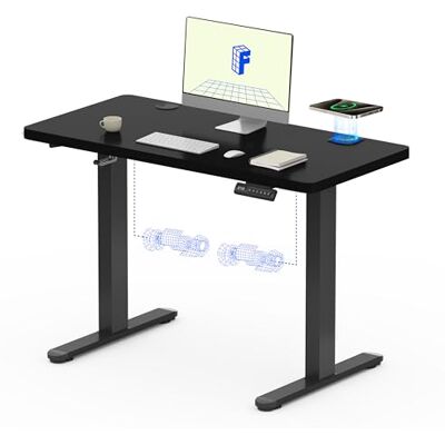 FLEXISPOT Stabureau met draadloos opladen, 2 krachtige motoren, belasting 80 kg, elektrisch in hoogte verstelbaar bureau, statafel met geheugenfunctie en anti-botsingsfunctie, 110 x 54 cm, zwart FLEXISPOT Stabureau met draadloos opladen, 2 krachtige motoren, belasting 80 kg, elektrisch in hoogte verstelbaar bureau, statafel met geheugenfunctie en anti-botsingsfunctie, 110 x 54 cm, zwart