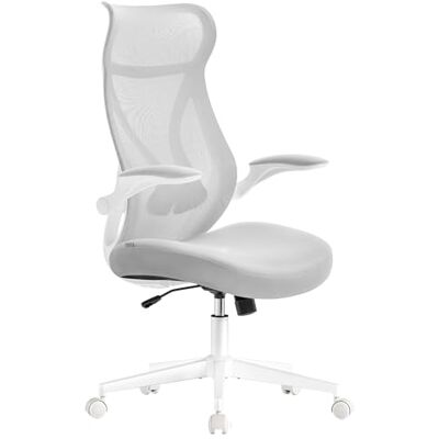 SONGMICS OBN088GD01 Bureaustoel, draaistoel met ergonomische rugleuning, in hoogte verstelbaar, armleuningen inklapbaar, belastbaar tot 150 kg, duifgrijs SONGMICS OBN088GD01 Bureaustoel, draaistoel met ergonomische rugleuning, in hoogte verstelbaar, armleuningen inklapbaar, belastbaar tot 150 kg, duifgrijs
