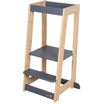 roba Leertoren van hout, tweekleurig, veilige kruk voor kinderen, ideaal als keukenhulp, belastbaar tot 80 kg, FSC-gecertificeerd bamboe roba Leertoren van hout, tweekleurig, veilige kruk voor kinderen, ideaal als keukenhulp, belastbaar tot 80 kg, FSC-gecertificeerd bamboe