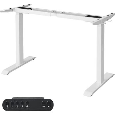 SONGMICS Elektrisch bureauframe, zitten staan, bureaupoten, zonder tafelblad, met haak, traploos in hoogte verstelbaar, geheugenfunctie, staal, wit LSD019W01 SONGMICS Elektrisch bureauframe, zitten staan, bureaupoten, zonder tafelblad, met haak, traploos in hoogte verstelbaar, geheugenfunctie, staal, wit LSD019W01
