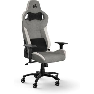 Corsair T3 RUSH Fabric (2023) Gamingstoel, geïnspireerd op autosporten, zachte stoffen bekleding, afneembaar kussen voor de nek en lendensteun met traagschuim, grijs en wit Corsair T3 RUSH Fabric (2023) Gamingstoel, geïnspireerd op autosporten, zachte stoffen bekleding, afneembaar kussen voor de nek en lendensteun met traagschuim, grijs en wit