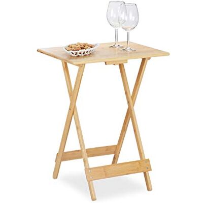 Relaxdays Klaptafel, bamboe, voor woonkamer, balkon en terras, h x b x d: 63,5 x 48 x 38 cm, onderlegger, opvouwbaar, naturel Relaxdays Klaptafel, bamboe, voor woonkamer, balkon en terras, h x b x d: 63,5 x 48 x 38 cm, onderlegger, opvouwbaar, naturel