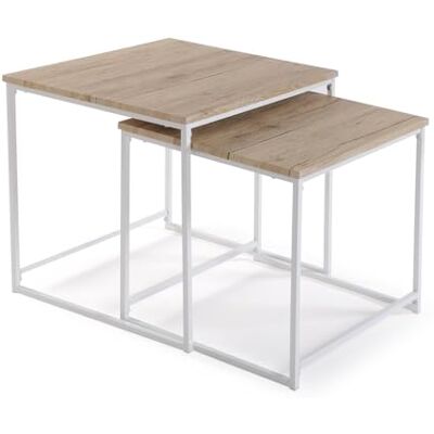 Versa Bijzettafel in industriële stijl, afmetingen (H x L x B) 50 x 50 x 50 cm, kleur wit Versa Bijzettafel in industriële stijl, afmetingen (H x L x B) 50 x 50 x 50 cm, kleur wit