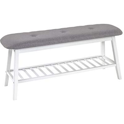 HAKU -Möbel Bank van hout, wit, grijs, 100 x 30 x 44 cm HAKU -Möbel Bank van hout, wit, grijs, 100 x 30 x 44 cm