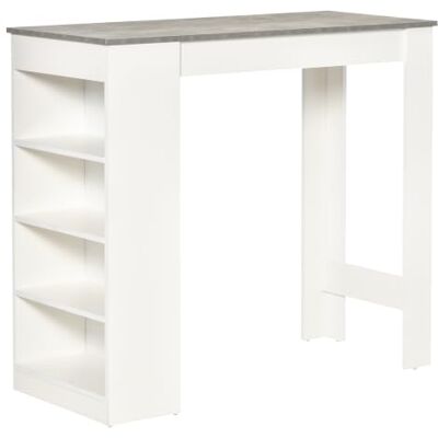 HOMCOM Bartafel voor 2 personen, keuken, 115 x 50 x 102,7 cm, wit/grijs Hoge eettafel, 4 open planken, voor kleine ruimtes, woonkamer, moderne stijl HOMCOM Bartafel voor 2 personen, keuken, 115 x 50 x 102,7 cm, wit/grijs Hoge eettafel, 4 open planken, voor kleine ruimtes, woonkamer, moderne stijl