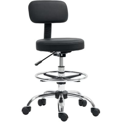 HOMCOM Ergonomische bureaustoel, verstelbare rugleuning, voetensteun, zwart Tekenstoel zonder armleuningen, in hoogte verstelbaar, 360° draaibaar, bureaukruk HOMCOM Ergonomische bureaustoel, verstelbare rugleuning, voetensteun, zwart Tekenstoel zonder armleuningen, in hoogte verstelbaar, 360° draaibaar, bureaukruk