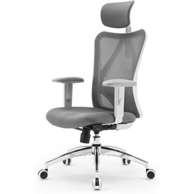 SIHOO M18 Ergonomische bureaustoel met verstelbare hoofdsteun en lendensteun, draaistoel met hoge rugleuning, voor thuiskantoor, grijs SIHOO M18 Ergonomische bureaustoel met verstelbare hoofdsteun en lendensteun, draaistoel met hoge rugleuning, voor thuiskantoor, grijs