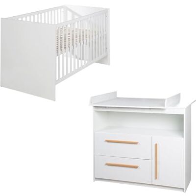 roba Babymöbel Lilo 2-delige set kinderbed 70 x 140 cm ombouwbaar + commode met afneembaar onderstel wit beukenhouten handgrepen roba Babymöbel Lilo 2-delige set kinderbed 70 x 140 cm ombouwbaar + commode met afneembaar onderstel wit beukenhouten handgrepen