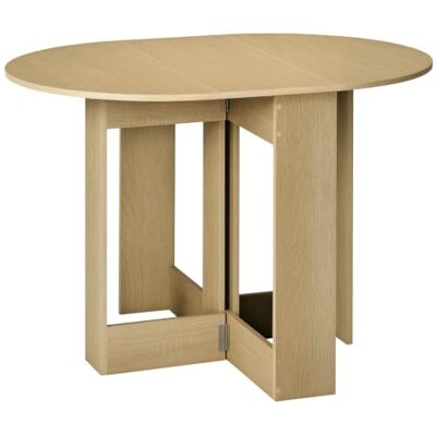 HOMCOM Opvouwbare keukentafel, eetkamer, 2 kleppen, hout, eiken Uittrekbare ovale tafel HOMCOM Opvouwbare keukentafel, eetkamer, 2 kleppen, hout, eiken Uittrekbare ovale tafel