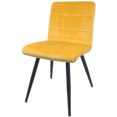 Duhome 8043B Eetkamerstoel, fluweel, retrodesign, gestoffeerd, rugleuning, metalen poten, set van 2 stuks, geel Duhome 8043B Eetkamerstoel, fluweel, retrodesign, gestoffeerd, rugleuning, metalen poten, set van 2 stuks, geel