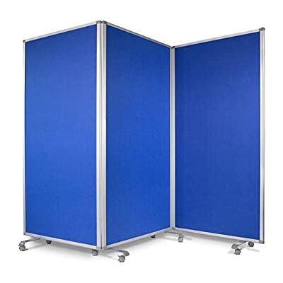 Floordirekt Mobiel montagesysteem vilt 3 stuks prikbord vilt met wielen ruimteverdeler presentatiebord dubbelzijdig (180 x 60 x 180 cm, blauw) Floordirekt Mobiel montagesysteem vilt 3 stuks prikbord vilt met wielen ruimteverdeler presentatiebord dubbelzijdig (180 x 60 x 180 cm, blauw)