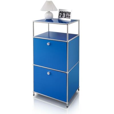 Floordirekt Epure MK-120 Metalen rek, bijzettafel, blauw, verchroomd, 103 x 50 x 40 cm (h x b x d), modulair insteeksysteem in modern design, metalen rek voor woonkamer, kantoor Floordirekt Epure MK-120 Metalen rek, bijzettafel, blauw, verchroomd, 103 x 50 x 40 cm (h x b x d), modulair insteeksysteem in modern design, metalen rek voor woonkamer, kantoor