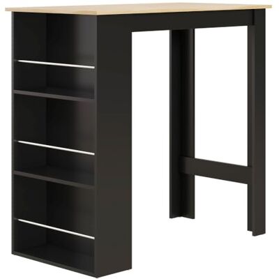 HOMCOM Bartafel, statafel, aanrecht, 112 x 57 x 106 cm, natuurlijk zwart Hoge keukentafel, 3 planken HOMCOM Bartafel, statafel, aanrecht, 112 x 57 x 106 cm, natuurlijk zwart Hoge keukentafel, 3 planken