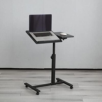 LANTUS In hoogte verstelbaar bureau met blad + 4 360° draaibare wielen voor computer, laptop, slaapkamer, kantoor, bed, bank, 60 x 34,5 x 58/90 cm, zwart LANTUS In hoogte verstelbaar bureau met blad + 4 360° draaibare wielen voor computer, laptop, slaapkamer, kantoor, bed, bank, 60 x 34,5 x 58/90 cm, zwart