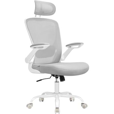 SONGMICS Ergonomische bureaustoel van canvas, hoofdsteun, lendensteun Fauteuil, 53 cm brede zitting, kantelmechanisme, inklapbare armleuningen, inktzwart, collectie KIME OBN047B01 SONGMICS Ergonomische bureaustoel van canvas, hoofdsteun, lendensteun Fauteuil, 53 cm brede zitting, kantelmechanisme, inklapbare armleuningen, inktzwart, collectie KIME OBN047B01