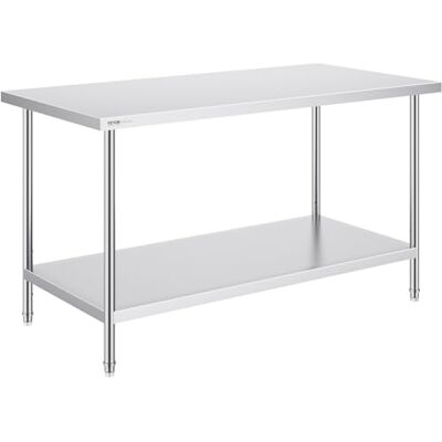 VEVOR 76,2 x 152,4 x 86,4 cm, robuuste metalen werktafel met 3 verstelbare hoogtes, commerciële werkplek voor keuken, garage, restaurant, tuin, zilver, 762 x 1524 x 864 mm VEVOR 76,2 x 152,4 x 86,4 cm, robuuste metalen werktafel met 3 verstelbare hoogtes, commerciële werkplek voor keuken, garage, restaurant, tuin, zilver, 762 x 1524 x 864 mm