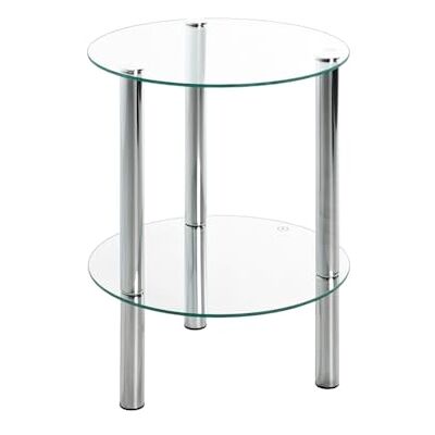 HAKU bijzettafel verchroomd, metaal, gehard glas Dim.: H 47 cm x Ø 35 cm, Stijl: Modern HAKU bijzettafel verchroomd, metaal, gehard glas Dim.: H 47 cm x Ø 35 cm, Stijl: Modern