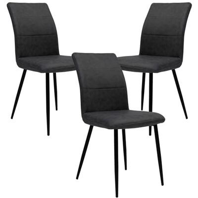 Trisens Eetkamerstoelen in lederlook, modern, comfortabel, met gewatteerde voorkant, gebogen rugleuning voor meer zitcomfort, kleur: antraciet, aantal: 3 stuks. Trisens Eetkamerstoelen in lederlook, modern, comfortabel, met gewatteerde voorkant, gebogen rugleuning voor meer zitcomfort, kleur: antraciet, aantal: 3 stuks.
