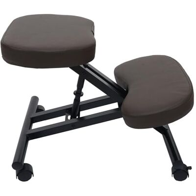 Mendler Chaise genoux HWC-E10 Avec roulettes réglables en hauteur En cuir synthétique et métal Certifié MVG Marron foncé Mendler Chaise genoux HWC-E10 Avec roulettes réglables en hauteur En cuir synthétique et métal Certifié MVG Marron foncé