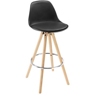 WOLTU 1 x barkruk van kunstleer, zitting + voetensteun, design, keuken, kruk van hout, poten, zwart WOLTU 1 x barkruk van kunstleer, zitting + voetensteun, design, keuken, kruk van hout, poten, zwart