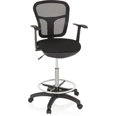 hjh OFFICE Top Work 760008 108 Ergonomische werkstoel van mesh met ringvoetsteun, zwart hjh OFFICE Top Work 760008 108 Ergonomische werkstoel van mesh met ringvoetsteun, zwart