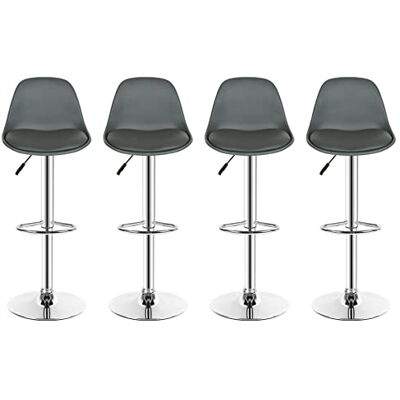 LANTUS Set van 4 barkrukken voor keuken, in hoogte verstelbaar, met voetensteun en rugleuning, kunstleer, 4 stuks LANTUS Set van 4 barkrukken voor keuken, in hoogte verstelbaar, met voetensteun en rugleuning, kunstleer, 4 stuks