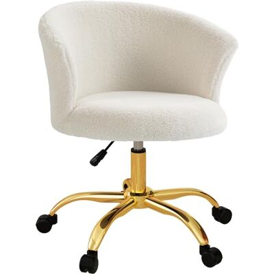 Vinsetto Ergonomische bureaustoel van teddyfleece, kaptafel, wit Vinsetto Ergonomische bureaustoel van teddyfleece, kaptafel, wit