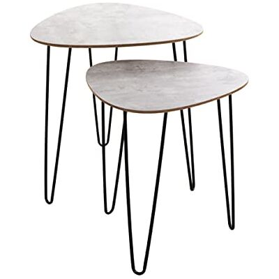 HAKU Möbel set van 2 bijzettafels, MDF, zwart-betonlook HAKU Möbel set van 2 bijzettafels, MDF, zwart-betonlook