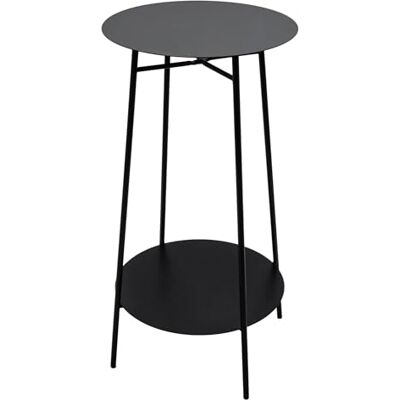 Spetebo Bijzettafel, rond, metaal, zwart, met 2 legplanken, 60 x 35 cm, opvouwbare decoratieve plantenstandaard met 2 niveaus, salontafel, bijzettafel, telefoontafel, bloemenstandaard Spetebo Bijzettafel, rond, metaal, zwart, met 2 legplanken, 60 x 35 cm, opvouwbare decoratieve plantenstandaard met 2 niveaus, salontafel, bijzettafel, telefoontafel, bloemenstandaard