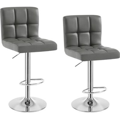 WOLTU BS9167 Set Van 2 Barstoelen met zitting in Kunstleer en poten in chroomstaal,Barkruk Bistrokruk verstelbare en Draaistoel,Grijs Réglable en hauteur, pour salle à manger, salon et café WOLTU BS9167 Set Van 2 Barstoelen met zitting in Kunstleer en poten in chroomstaal,Barkruk Bistrokruk verstelbare en Draaistoel,Grijs Réglable en hauteur, pour salle à manger, salon et café