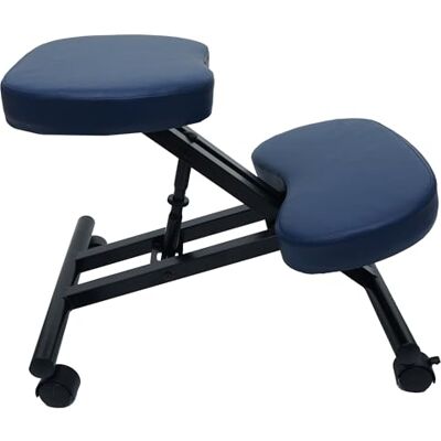 Mendler Chaise genoux HWC-E10 Avec roulettes réglables en hauteur En cuir synthétique et métal Certifié MVG Bleu Mendler Chaise genoux HWC-E10 Avec roulettes réglables en hauteur En cuir synthétique et métal Certifié MVG Bleu