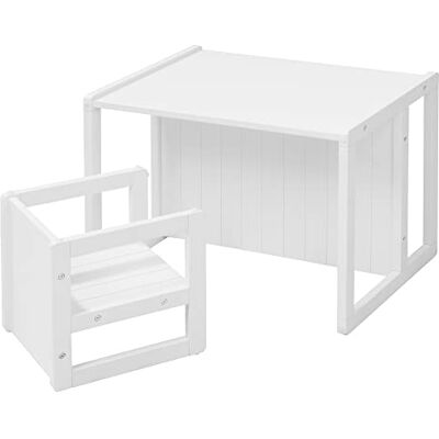 roba Set met tafel en 1 kinderstoel, omkeerbaar in 3 hoogtes, landelijke stijl, wit roba Set met tafel en 1 kinderstoel, omkeerbaar in 3 hoogtes, landelijke stijl, wit