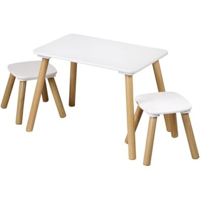 Kesper Kindertafel met 2 stoelen, FSC-gecertificeerd vezelplaat en grenenhout, tafelafmetingen: 58 x 38 x 43,5 cm, afmetingen zitting: 24 x 24 x 25 cm, kleur: wit 1770713 Kesper Kindertafel met 2 stoelen, FSC-gecertificeerd vezelplaat en grenenhout, tafelafmetingen: 58 x 38 x 43,5 cm, afmetingen zitting: 24 x 24 x 25 cm, kleur: wit 1770713
