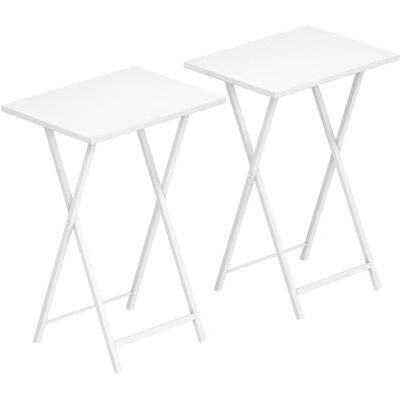 HOOBRO Bijzettafel, set van 2 klaptafels, naast de bank, industriële stijl, voor beperkte ruimte, stabiele structuur, eenvoudige montage, wit EWW25BZ01N1 HOOBRO Bijzettafel, set van 2 klaptafels, naast de bank, industriële stijl, voor beperkte ruimte, stabiele structuur, eenvoudige montage, wit EWW25BZ01N1