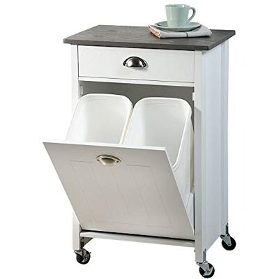 Kesper FSC Mdf houten Keukentrolley Met 2 Prullenbakken & 1 Schuiflade Keukenkast Bijzettafel Keuken kast trolley 50x37x79 Cm Kesper FSC Mdf houten Keukentrolley Met 2 Prullenbakken & 1 Schuiflade Keukenkast Bijzettafel Keuken kast trolley 50x37x79 Cm